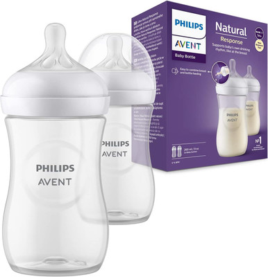 Philips Avent Natural Response Baby Bottle SCY903/02 | 1m+ age | BPA free | Pack of 2 - 260 ml(White)