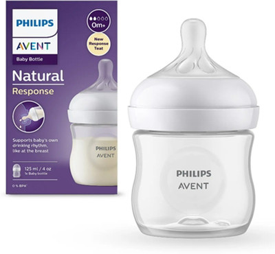 Philips Avent Natural Response Bottle 125ml | Ideal for 0 months+| - 125 ml(Transperant)