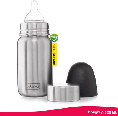 babyhug Stainless Steel Baby Feeding Bottle – BPA-Free, Leak-Proof & Safe - 320 ml(Silver)