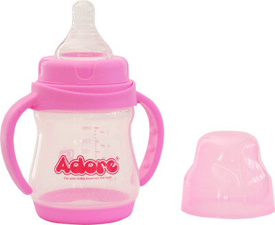 Adore Jiggle 2 in 1 Baby Feeding Bottle with Handle -BPA Free-BIS Certified -FoodGrade - 150 ml(Pink)