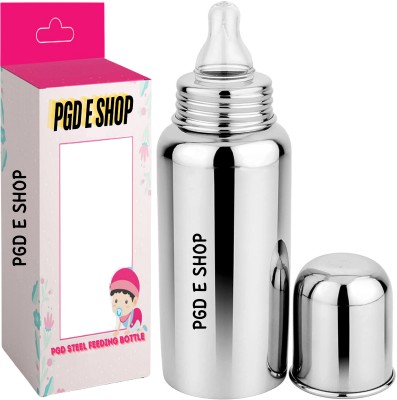 PGD Stainless Steel Baby Feeding Bottle Regular Design, Mirror Finish - 250 ml(Silver)