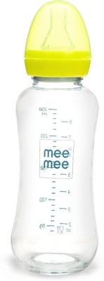 MeeMee Premium Glass Feeding Bottle - Green - 240 ml(Green)