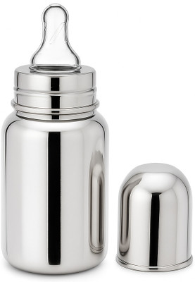 Pappa stainless steel Regular design baby feeding bottle - 150 ml(Plain silver)