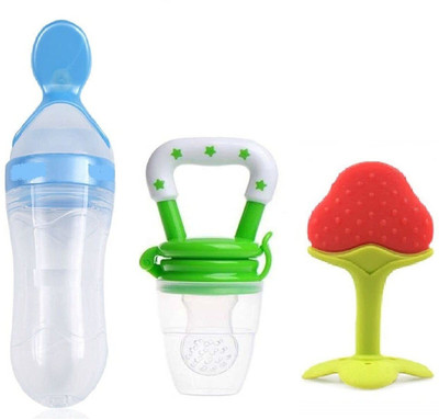 CHILD CHIC Baby Silicone bottle, Food Nibbler for Fruit Food Feeder & Fruit shape Teether - 90 ml(MULTICOLOR2)
