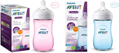 Philips Avent Natural 2. 0 Pink & Natural 2. 0 Blue Feeding Bottle - 520 ml(Pink, Blue)