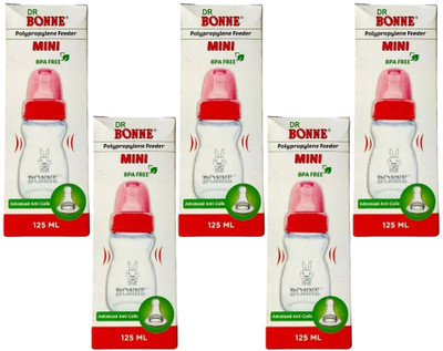 RB Point Bonne Baby Bottle The Ultimate in Spill-Proof Feeding(pack 5) - 125 ml(White)