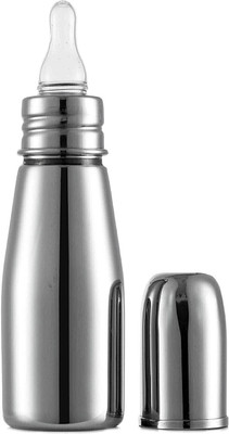 PGD Stainless Steel Baby Feeding Bottle - Slim Radius, Matt Finish - 250 ml(Matt Finish Silver)