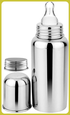 Pappa Premium Stainless Steel Feeding Bottle for Baby - 220 ml(Silver)