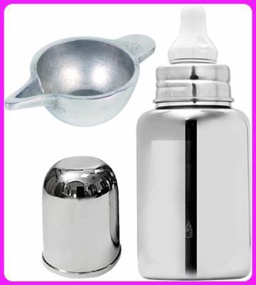 Pappa Stainless Steel Baby Feeding Bottle - 150 ml(Silver)