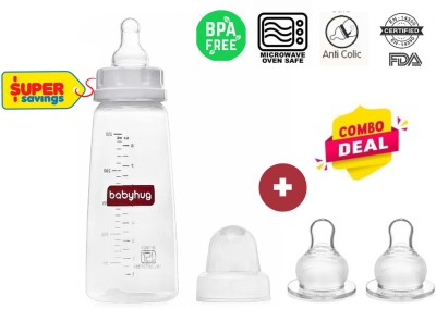 babyhug Feeding Bottle 250 ml BPA Free with Anti Colic Teat Combo Pack - 250 ml(Transparent)