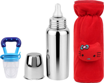 ORILACE Baby feeding bottle with cover & baby fruit feeder 0 to 2 years BPA free - 250 ml(RED+BOTTLE+B+FEEDER) ORILACE Baby feeding bottle with cover & baby fruit feeder 0 to 2 years BPA free - 250 ml(RED+BOTTLE+B+FEEDER)
