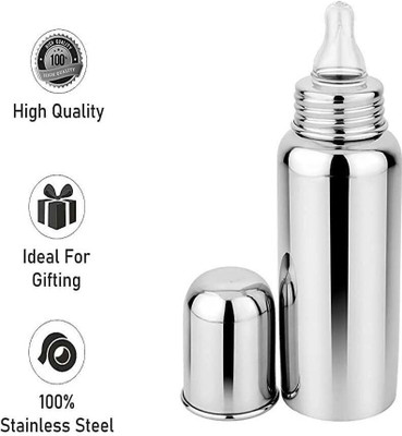 Mumma Stainless Steel New Born Baby Feeding Bottle 250ml for Milk / Water Feeding - 250 ml(Silver)