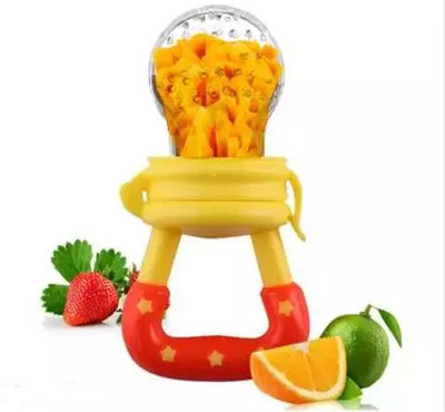 DECRONICS Silicone Baby Food/Fruit Nibbler, Pacifier, Feeder, Teether, Nipple Teether and Feeder(Yellow)