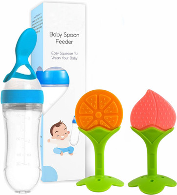 Kidli Combo of baby Food Feeder 2PIC Baby Teething Fruit Shape PACK OF 3(Multicolor)