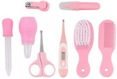 Bigbought 8 Pcs Health Care Kit for Newborn Baby Kids Nail Hair Thermometer Grooming Brush(Pink)