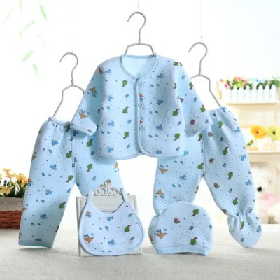 Honey Boo Presents New Born Baby Winter Wear Keep warm Baby Clothes 5Pcs (Blue)(Multicolor)