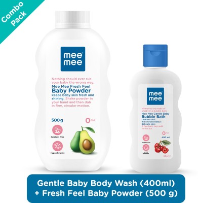 MeeMee Gentle Baby Bubble Bath And Fresh Feel Baby Powder (500 ml)(White)