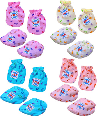 V.B.K Baby Mittens and Booties Set, Pack Of 4, 0 to 6 Months, Hosiery(Multicolor)