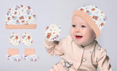 MEEOWMEE BABY MITTEN BOOTY AND CAP SET(Orange)