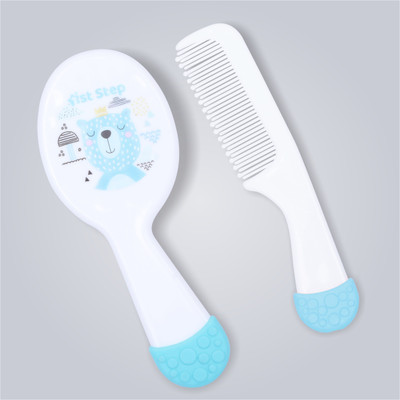 1st Step Matte Collection Easy Grip, Soft & Gentle Comb And Brush Baby Grooming Set(Blue)