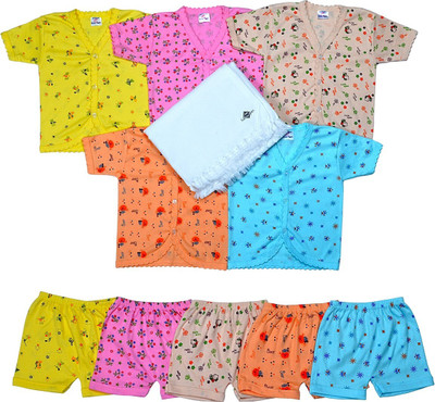 sathiyas Baby Top & Bottom with Baby Towel(Multicolor)