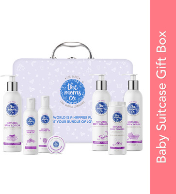 The Moms Co. Everything for Baby Suitcase Gift Box With 7 Skin and Hair Care Newborn Baby(White)