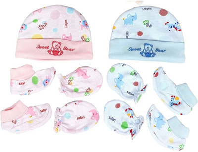 MEEOWMEE Supersoft Cap and booty,Mitten set for babies(Pink, Blue)