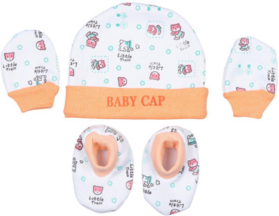 MEEOWMEE Baby Cap, Mitten & Booties Set(Orange)