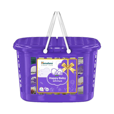 HIMALAYA HAPPY BABY GIFT BASKET (9 IN 1)(White)