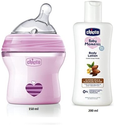 Chicco Baby Natural Feeding Bottle 150 ml and Body lotion 200ml (combo)(White)