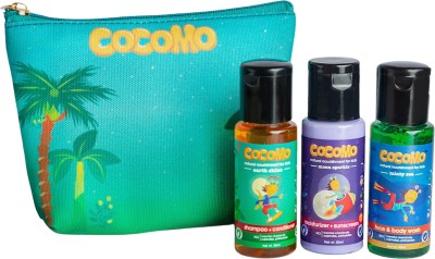 Cocomo Mini Gift Pack Travel Essentials for Kids, Pouch Shampoo+Body Wash+Moisturizer(Multicolor)