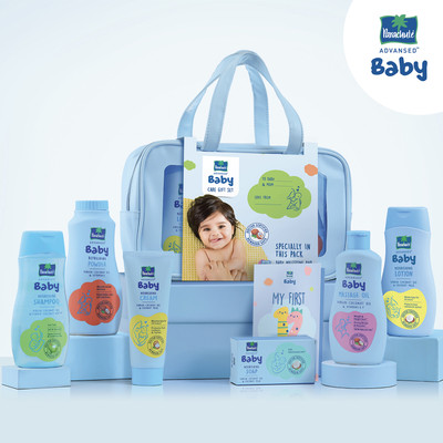 Parachute Advansed Baby Gift Pack With New Born Baby Essentials | With Travel Friendly Clear Bag (Blue) For Rs. 699 @ 48 %
