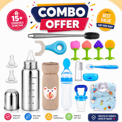 Mini World 15+ PCS Baby Feeding & Teething Combo Gift Set(Multicolor)