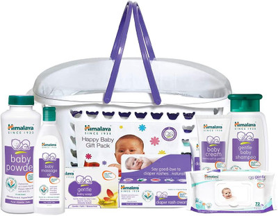 HIMALAYA HAPPY BABY GIFT BASKET (7 IN 1)(White)