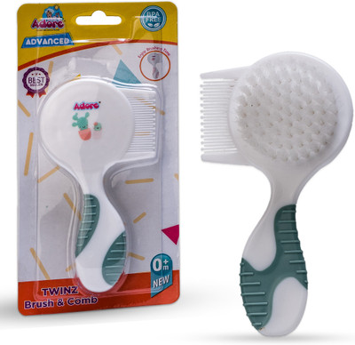 Adore Advanced TWINZ Brush & Comb Set- Extra Soft Bristles- Ergonomic Design(Green)