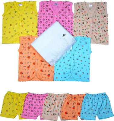 sathiyas Baby top & bottom with baby towel(Multicolor)