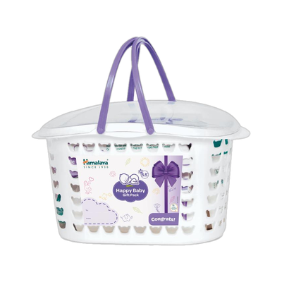 HIMALAYA HAPPY BABY GIFT BASKET (7 IN 1)(White)