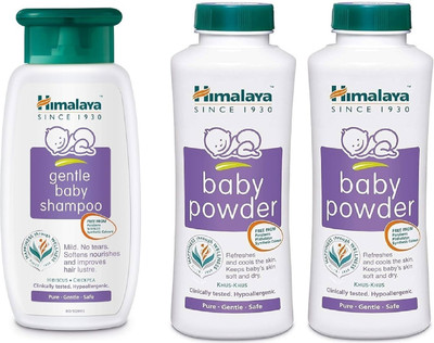 HIMALAYA khus khus baby powder 2x200g & Gentle baby shampoo 200ml - Combo of 3 Item(Multicolor)