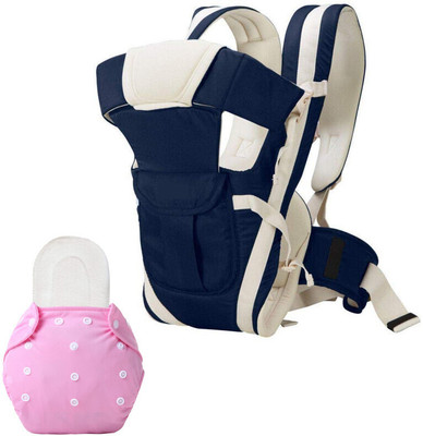 DECRONICS Reusable Cloth Diaper With White Insert Pad & 4-in-1 Positions Baby carrier Bag(Blue, Light Pink)