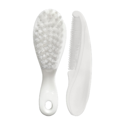 LuvLap Elegant Baby Comb & Brush Set with Soft bristles, Grooming Set, 0M+,(White)