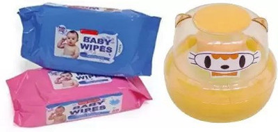 Glamezone Baby Products Unbreakable Total Cylindrical Powder with Baby Wipes Tissue(Multicolor)