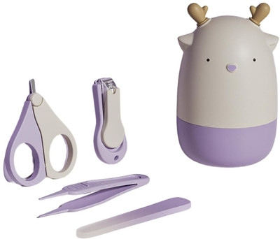 GUCHIGU Baby Nail Care Set - 5-in-1 Grooming Kit with Scissors, Clippers & Storage Case(Grey - Purple)