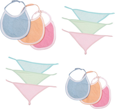MODERN HEADOS DAILY USE COTTON REUSABLE BIBS AND NAPPY COMBO (PACK OF 12) (Multicolor)