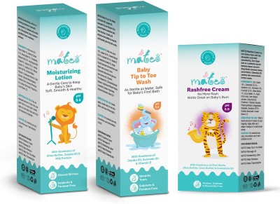 MATEO Baby Lotion, Tip to Toe Wash & Rashfree Cream (200ml,200ml,60g) Combo Pack(White)