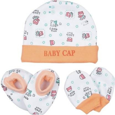 MEEOWMEE Baby Cap, Mitten & Booties Set(Orange)