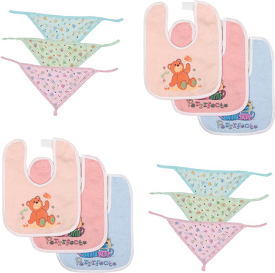 MODERN HEADOS DAILY USE COTTON REUSABLE BIBS AND NAPPY COMBO (PACK OF 12) (Multicolor)