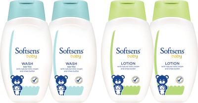 Softsens Baby Wash + Baby Lotion Supersaver Pack | Pack of 4(White)