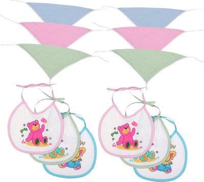 MODERN HEADOS DAILY USE COTTON REUSABLE BIBS AND NAPPY COMBO (PACK OF 12) (Multicolor)