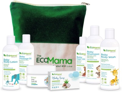 The Eco Mama Baby Care Kit 7in1 small(Soap/Massage&Hair Oil/BodyWash/Shampoo/Lotion/Rash gel)(Green)