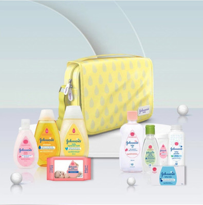 JOHNSON'S Gift Pack with Daily Essential products & a Premium Hanging Pouch(Yellow)